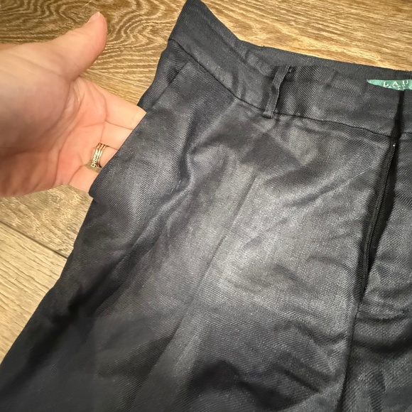 Lauren Ralph Lauren Women's PETITE 100% Linen Wide Leg Pants 10P, Black, Lined - Picture 2 of 11